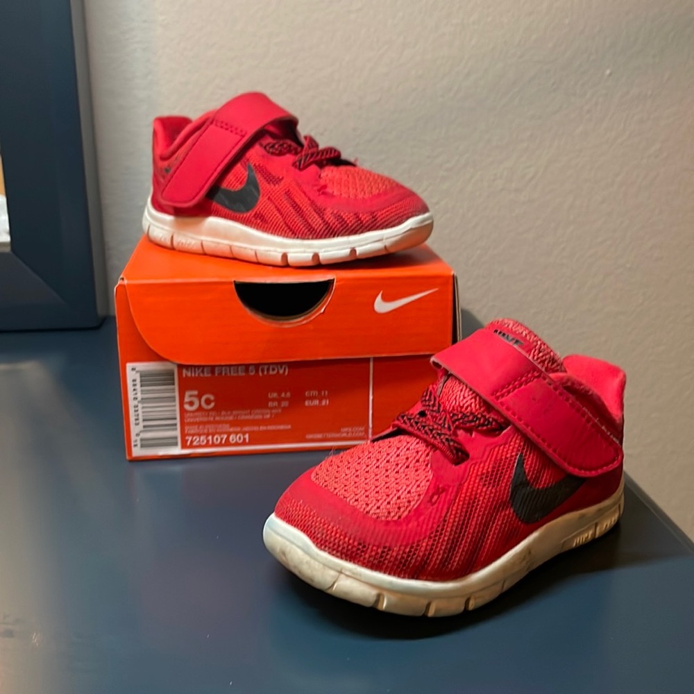 Nike Free 5- university red/black 5C toddler shoes